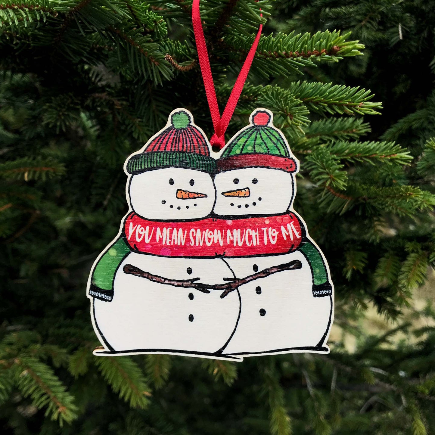 Christmas card with Snowman Keepsake Decoration