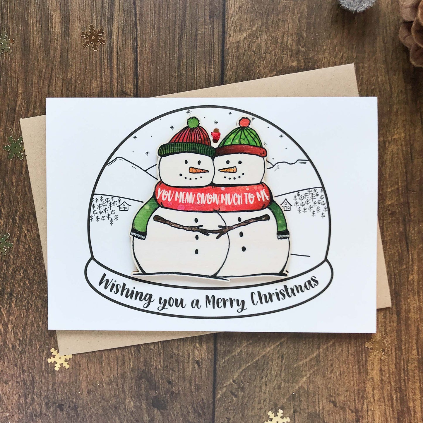 Christmas card with Snowman Keepsake Decoration