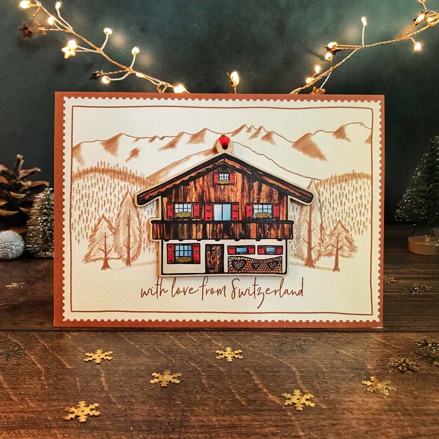Chalet Decoration with/without Greeting Card