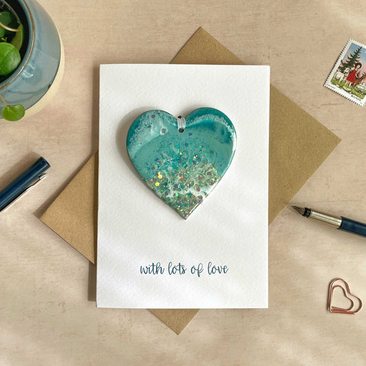 Swiss Lake Heart Decoration with/without greeting card