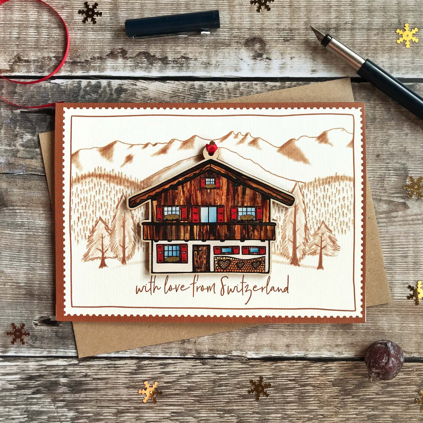Chalet Decoration with/without Greeting Card