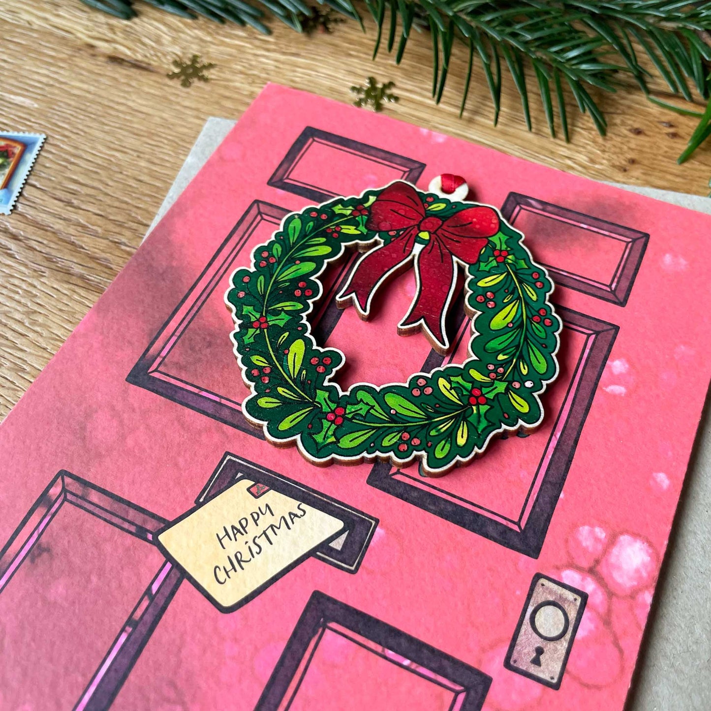 Christmas Wreath Decoration & Greeting Card