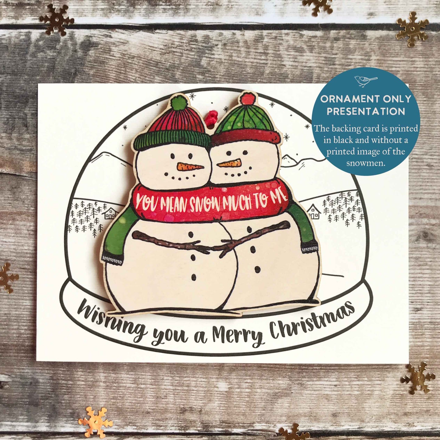 Christmas card with Snowman Keepsake Decoration